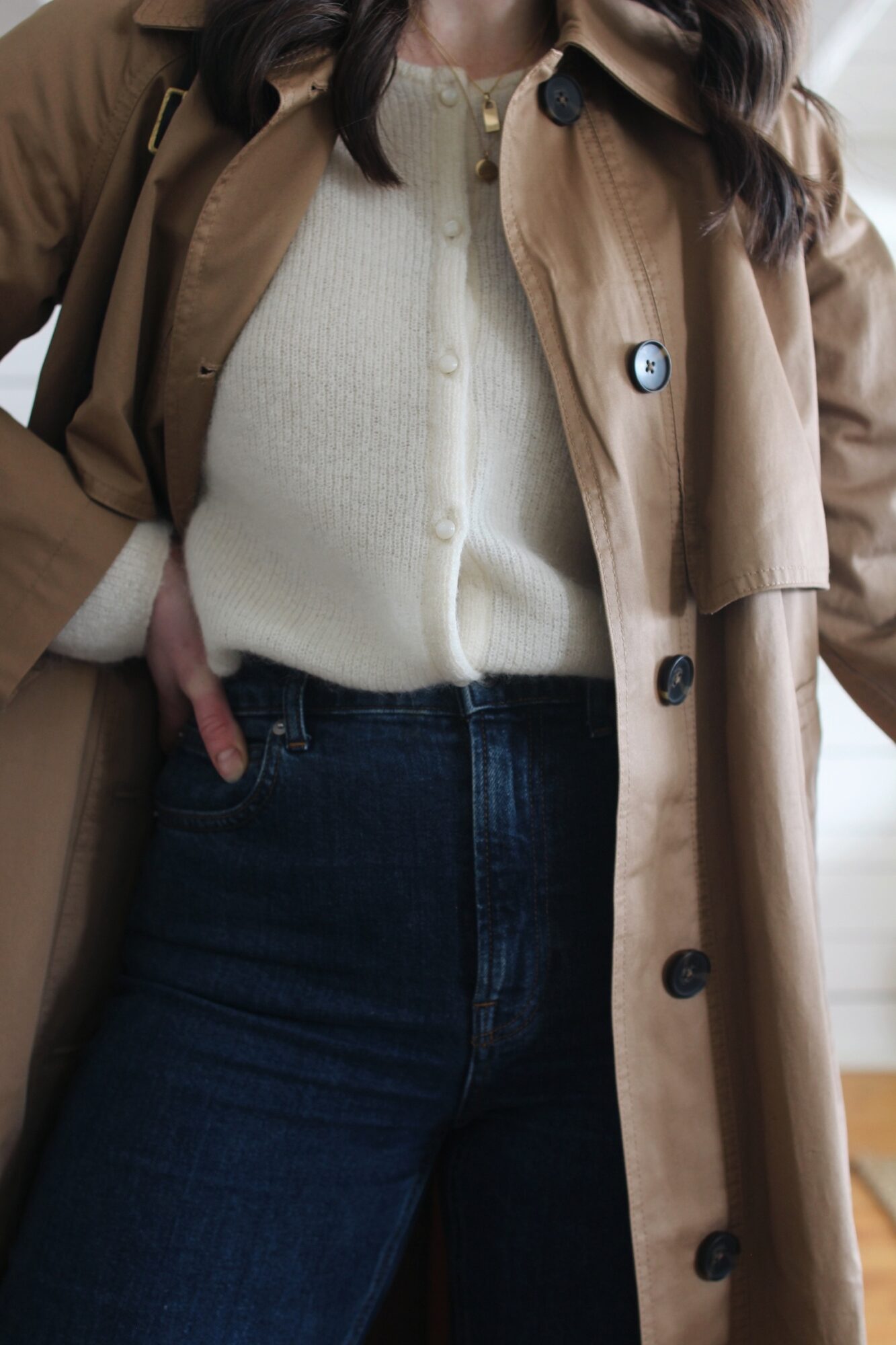 Style Bee - TRENCH, GASPARD CARDIGAN, STRAIGHT LEG JEANS, CONVERSE