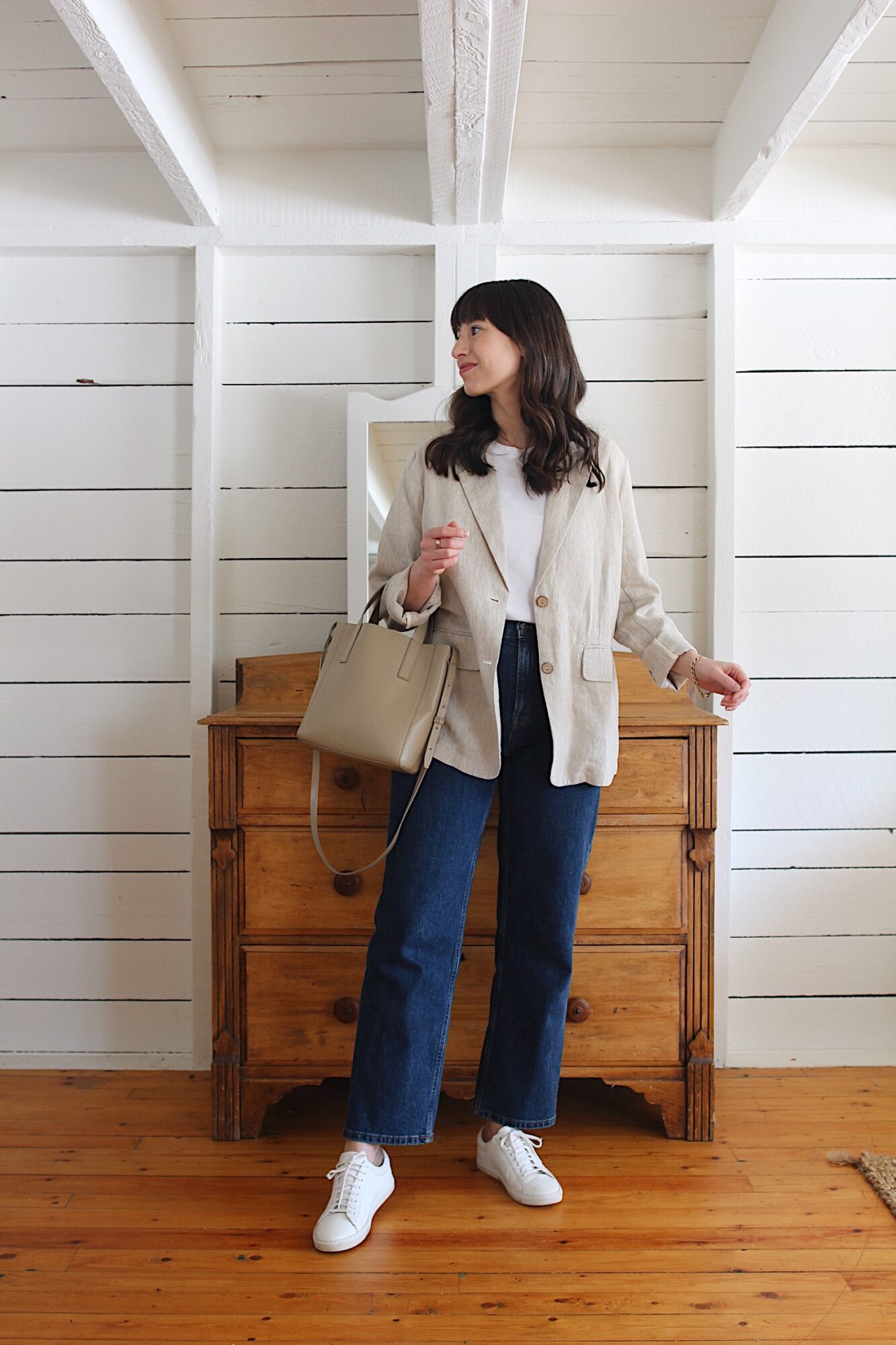 WILLOW BLOUSE, LINEN TROUSERS, SUEDE BAG & NEUTRAL FLATS - Style Bee