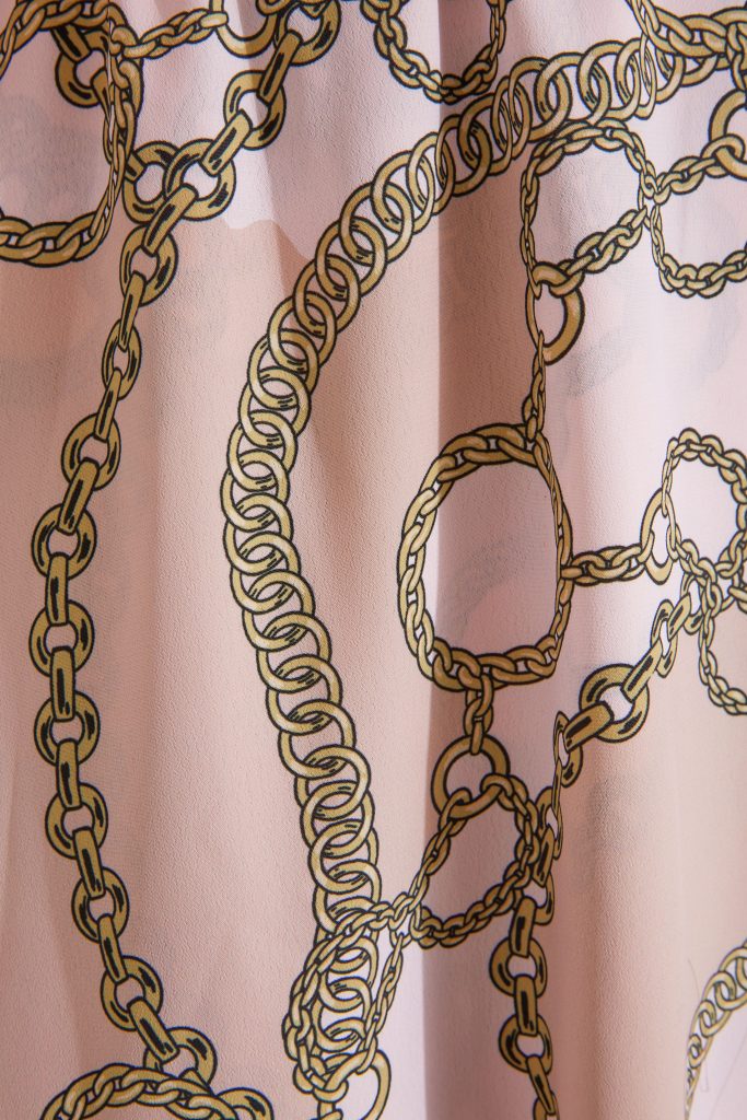 eb0a4307 pink chain print wrap dress