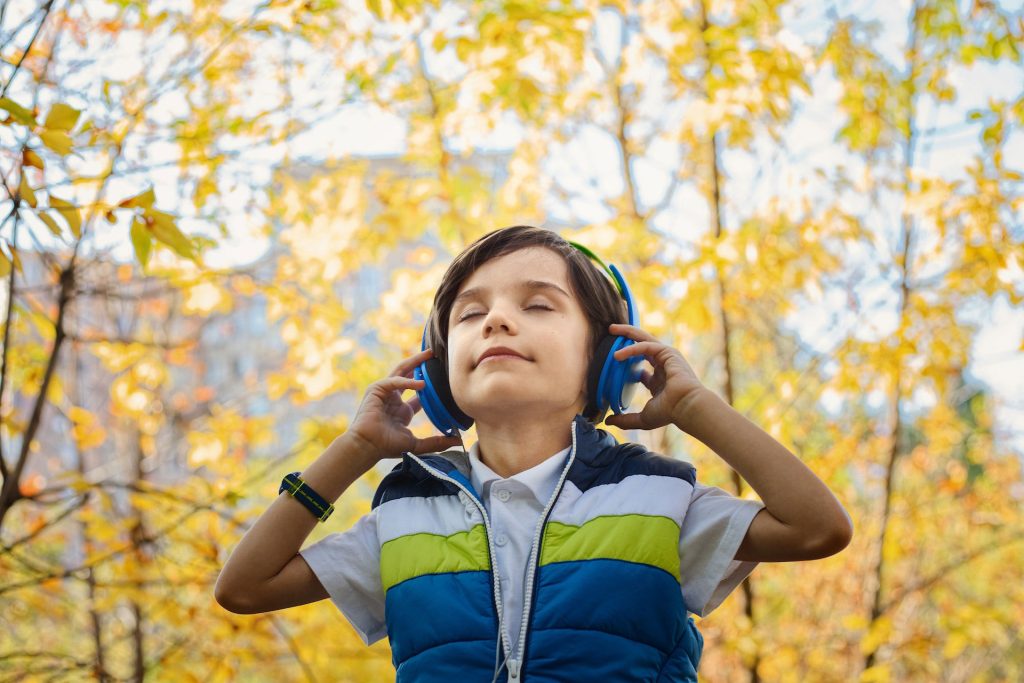 child with headphones