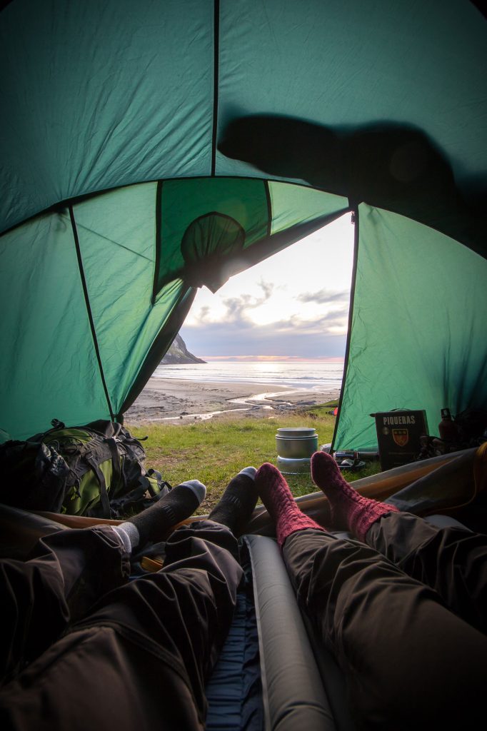 a camping people inside tent