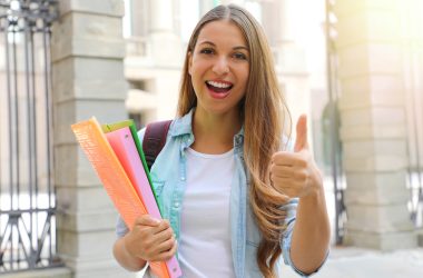 student with books