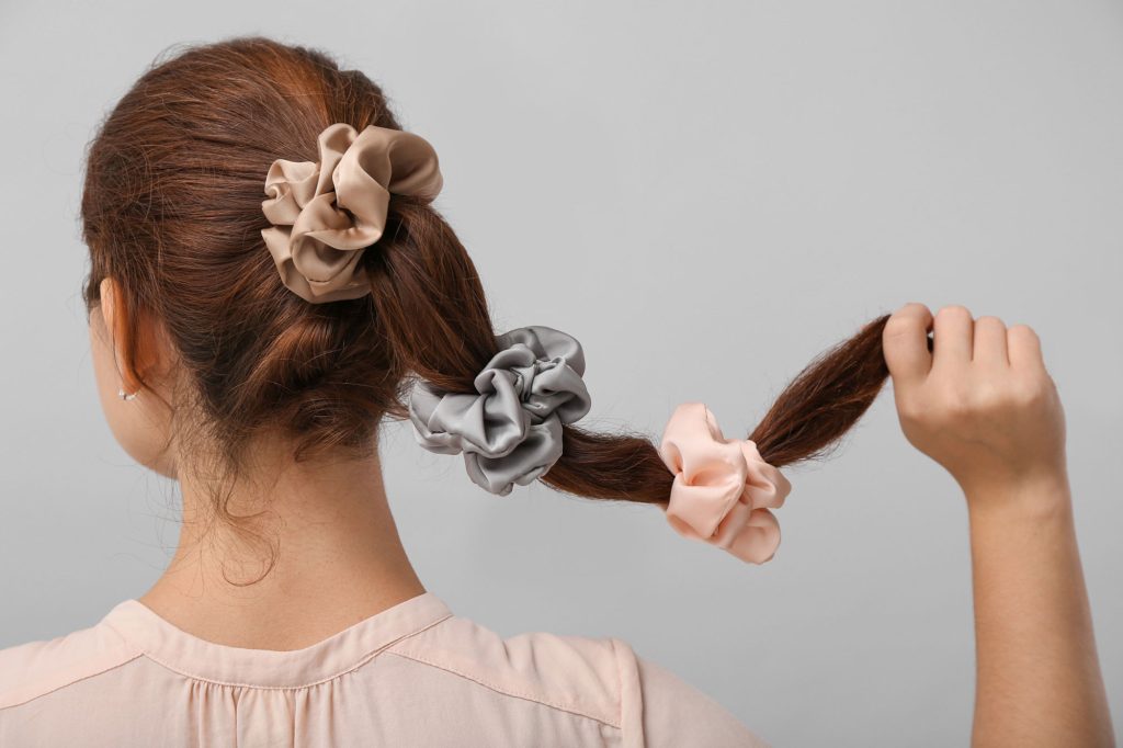 silk scrunchies in hair