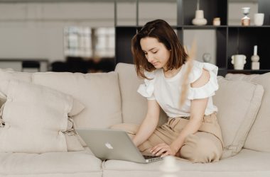 woman working on laptop