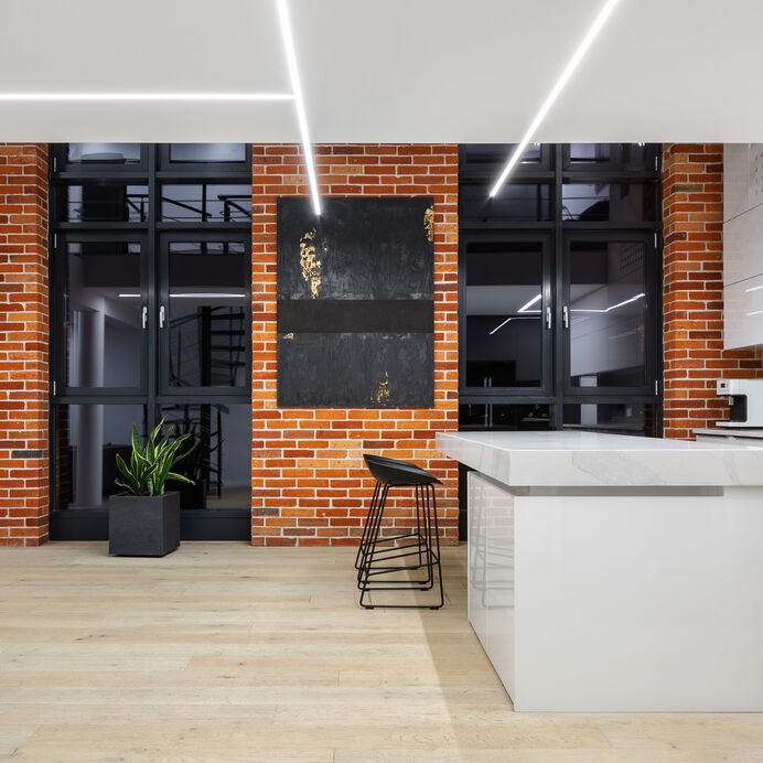 Loft apartment with led ceiling light