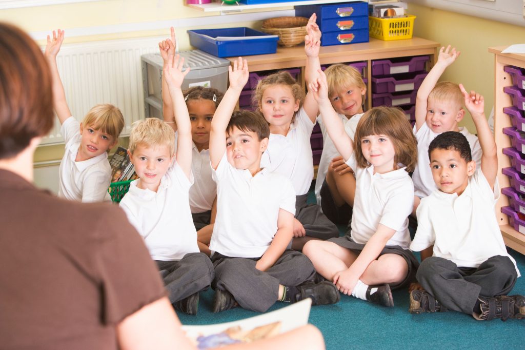 school children in classroom