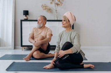 adults doing yoga