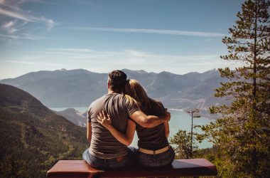 couple overlooking mountains