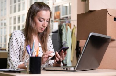 woman working on laptop