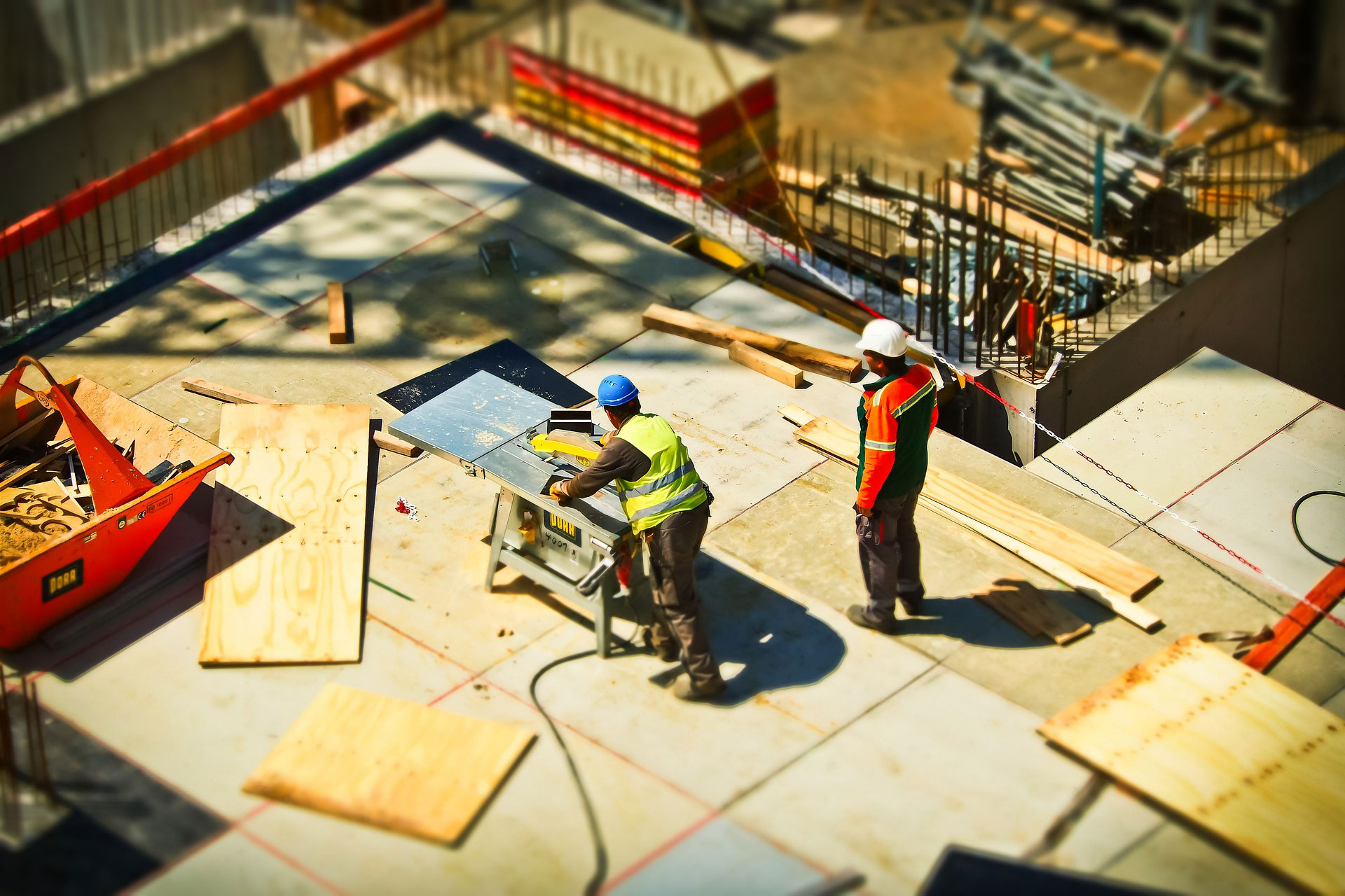 builders on building site