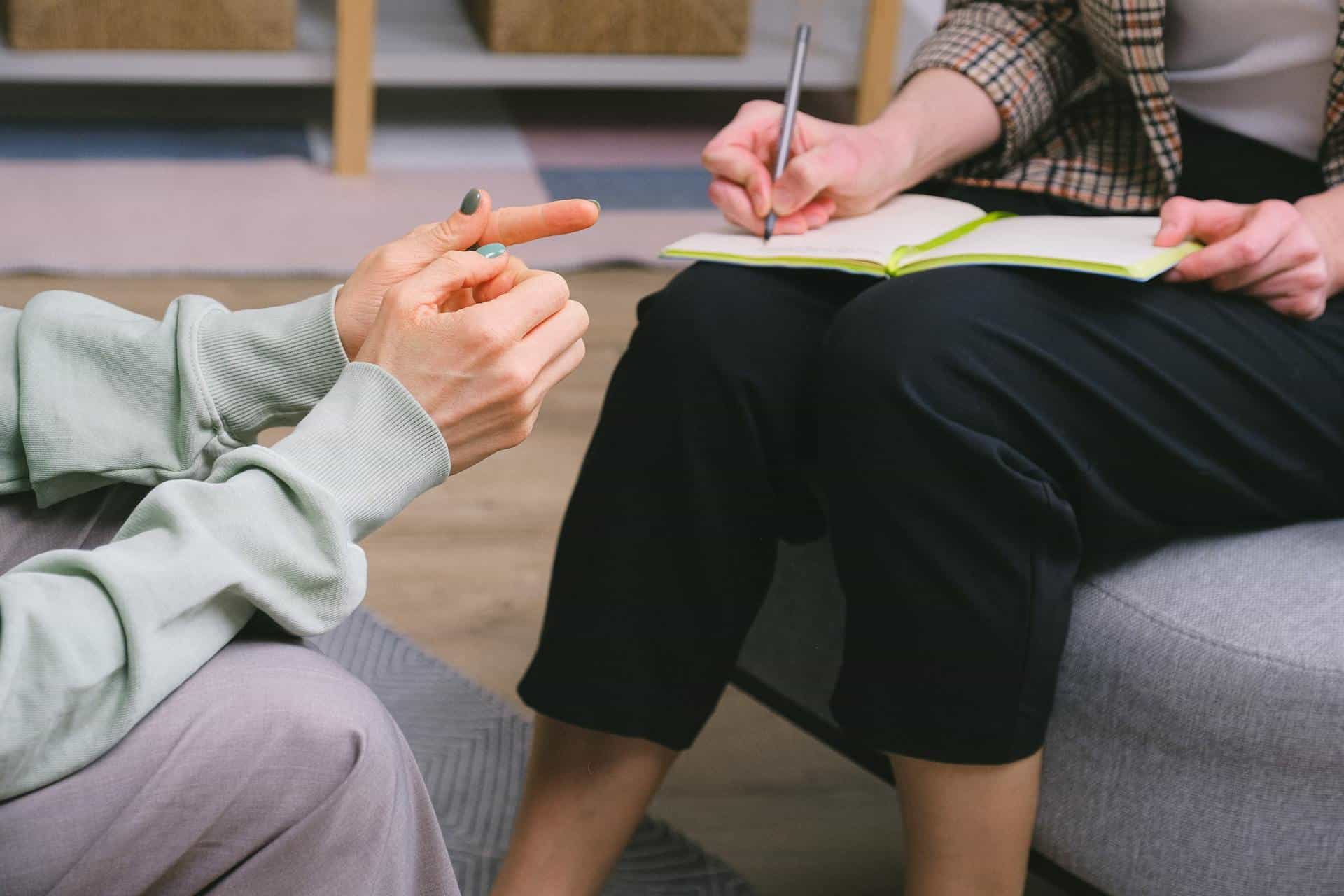 female therapist on sofa