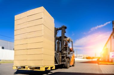 forklift with crates