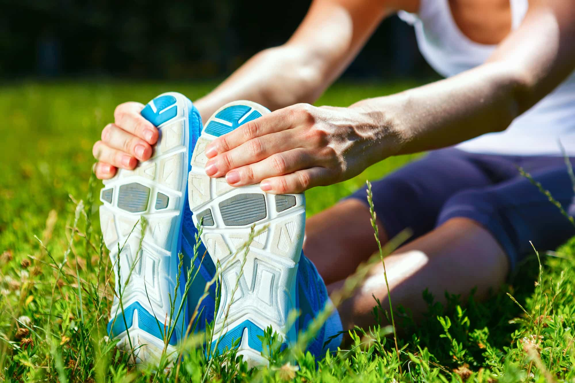 young woman stretching