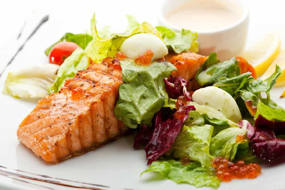 salmon with salad