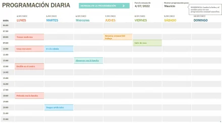 Plantilla de programación de actividades en excel