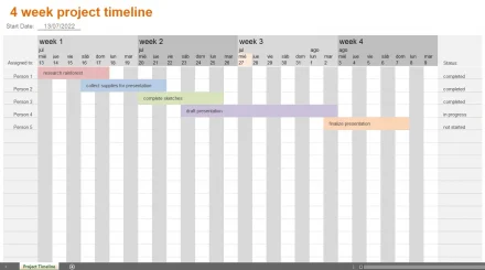 4-week schedule template in Excel