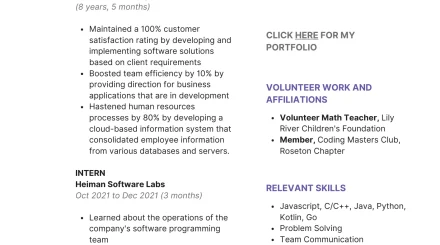 Free software engineer resume template