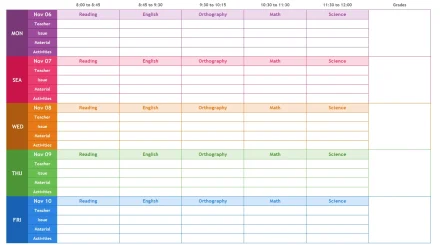 School planning template in Excel