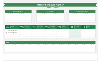 Weekly schedule planner in Excel