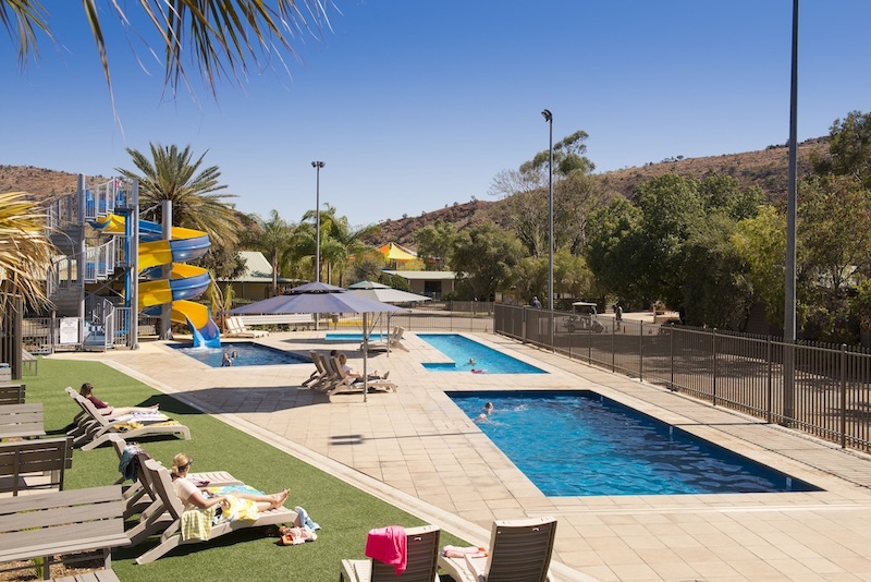 Pool area at the BIG4 Macdonnell Range Holiday Park, Ross, NT.