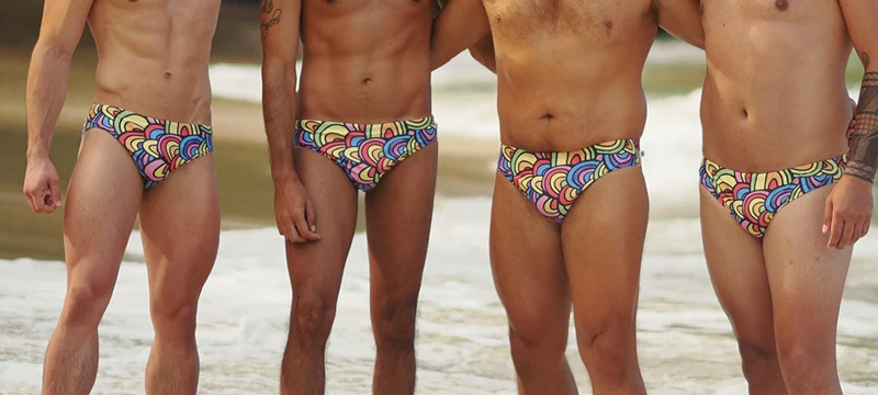 Four men modelling Gali Swimwear briefs