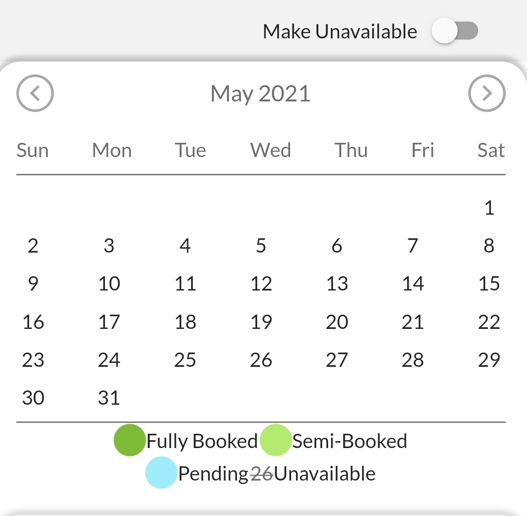 The Calendar in the Yesh app 3