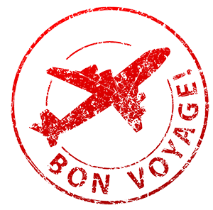 Postage Stamp that says bon voyage