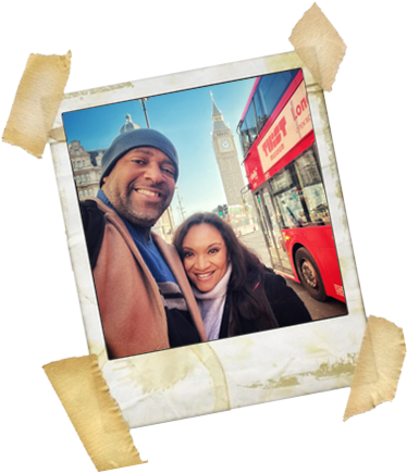 Zod and Drea in London with Big Ben in the background - travel blog