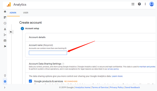 Có thể tạo tùy ý Account Name Google Analytics cho Website.