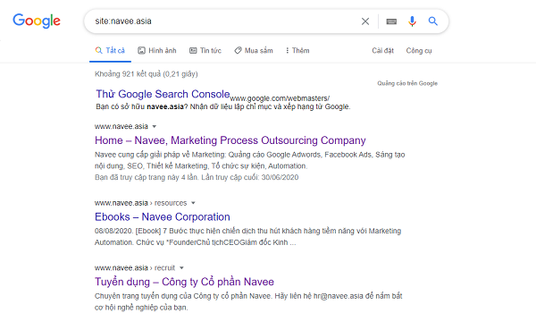 Cách kiểm tra Google index nội dung nào của 1 website