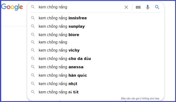 Tìm các LSI Keyword thông qua gợi ý từ Google Search Box