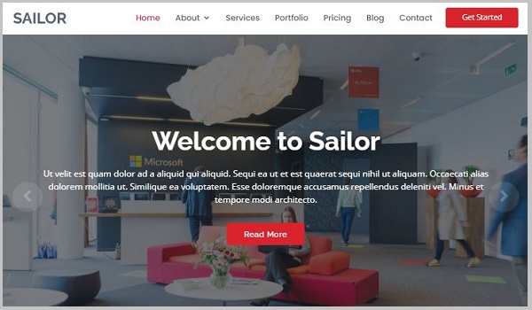 Sailor là mẫu trang đích lý tưởng để giới thiệu công ty, danh mục khách hàng,...