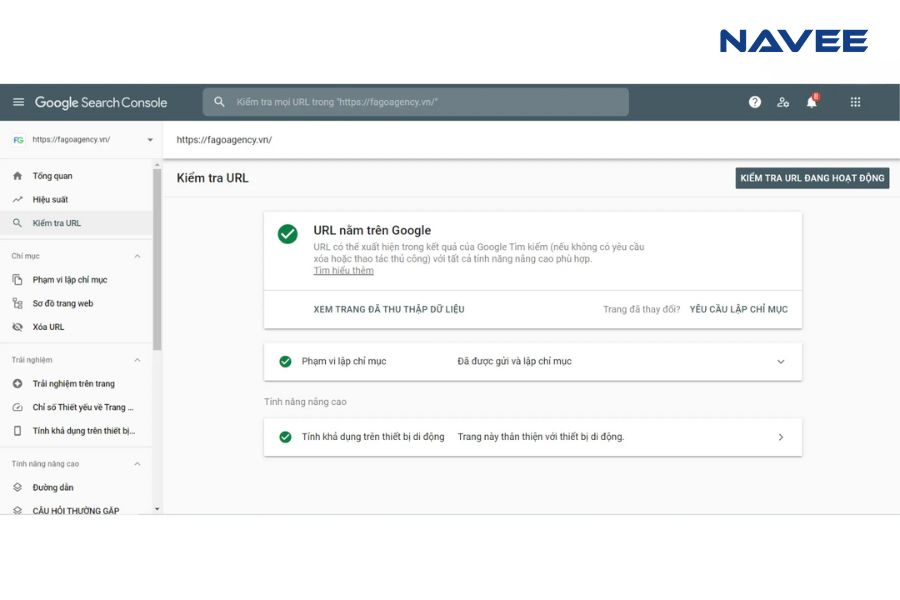 Google Search Console giúp nhanh chóng index từng URL để cập nhật nội dung