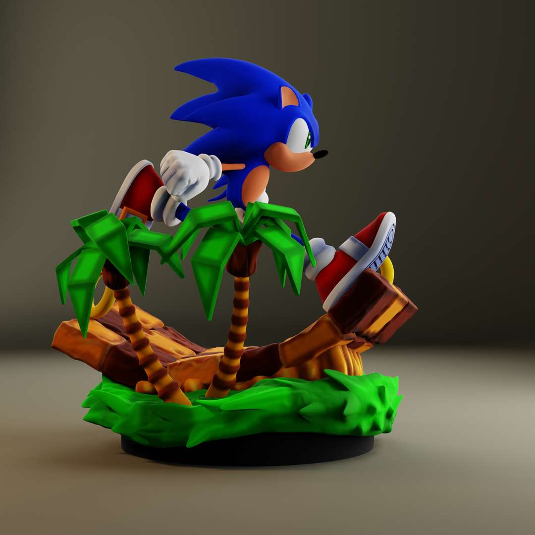 Diorama Sonic in Green Hill 3D model 3D printable