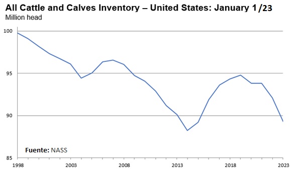 Inventario de ganado bovino de Estados Unidos cae un 3% 3 Tabla Catles