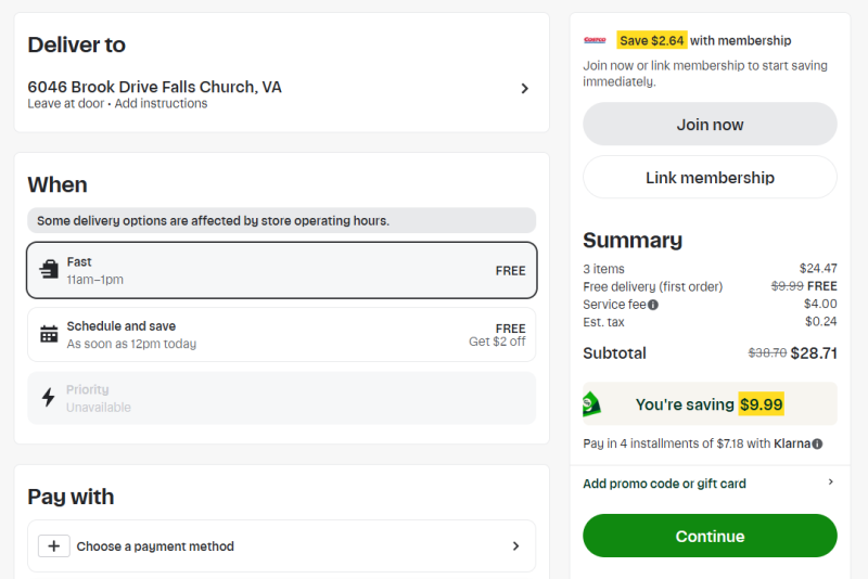 Instacart checkout