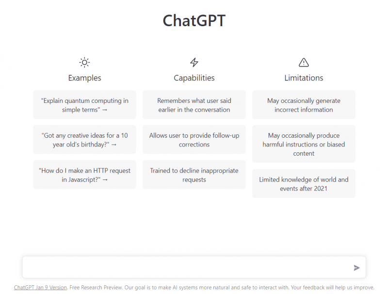 chatGPT interface