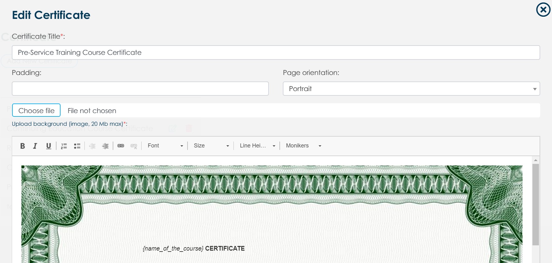 Certificate generation tool for corporate training
