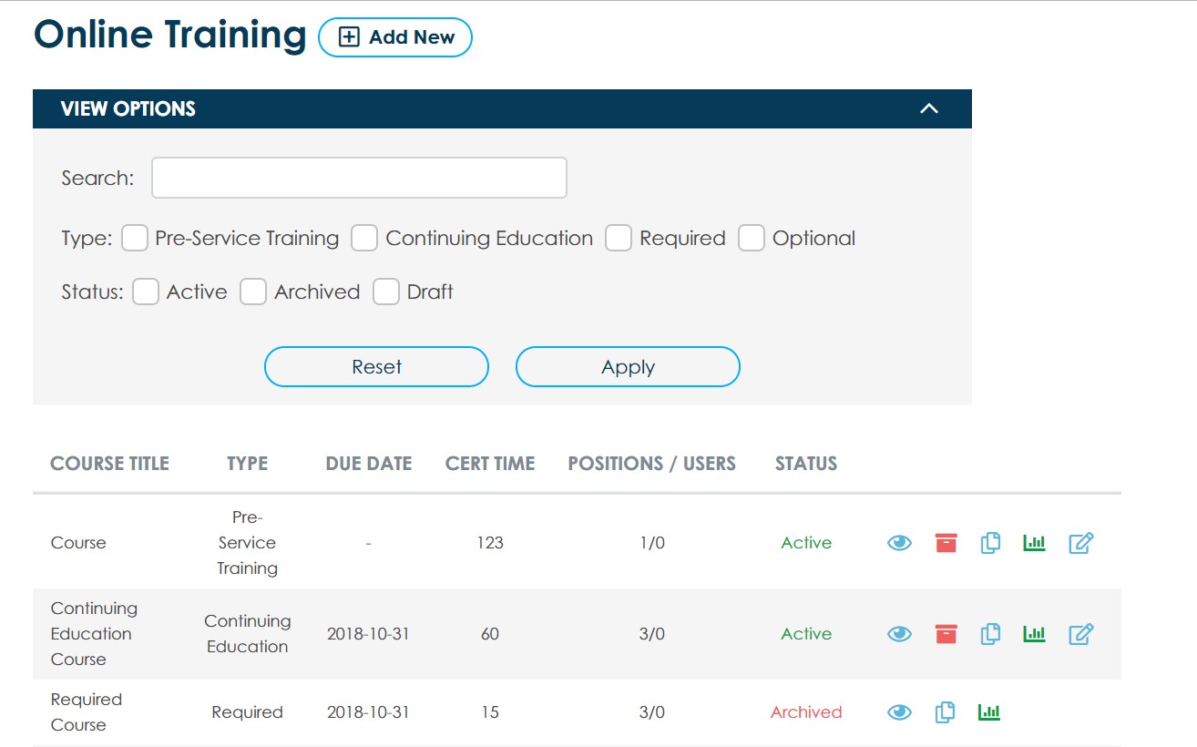 course creation in HRMS example