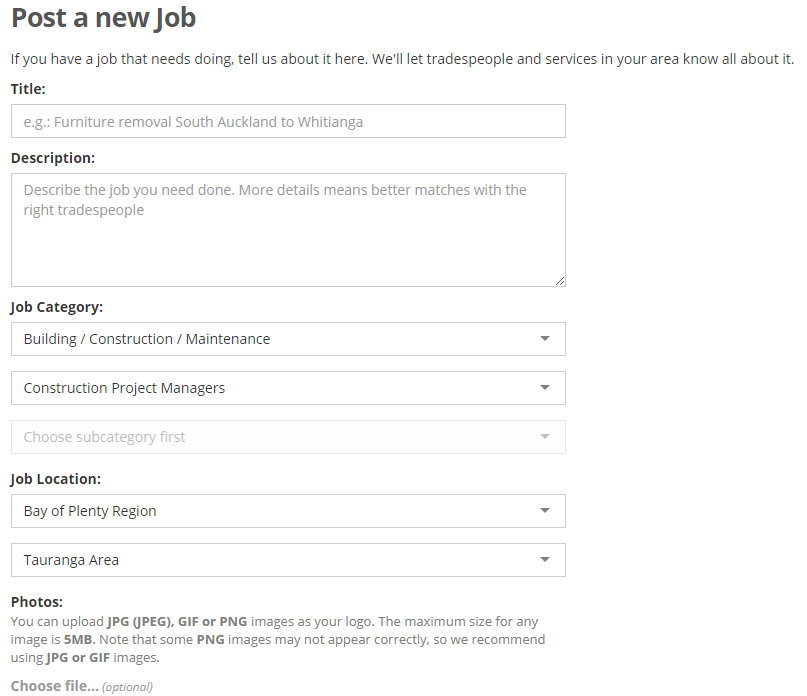 job posting on Thumbtack