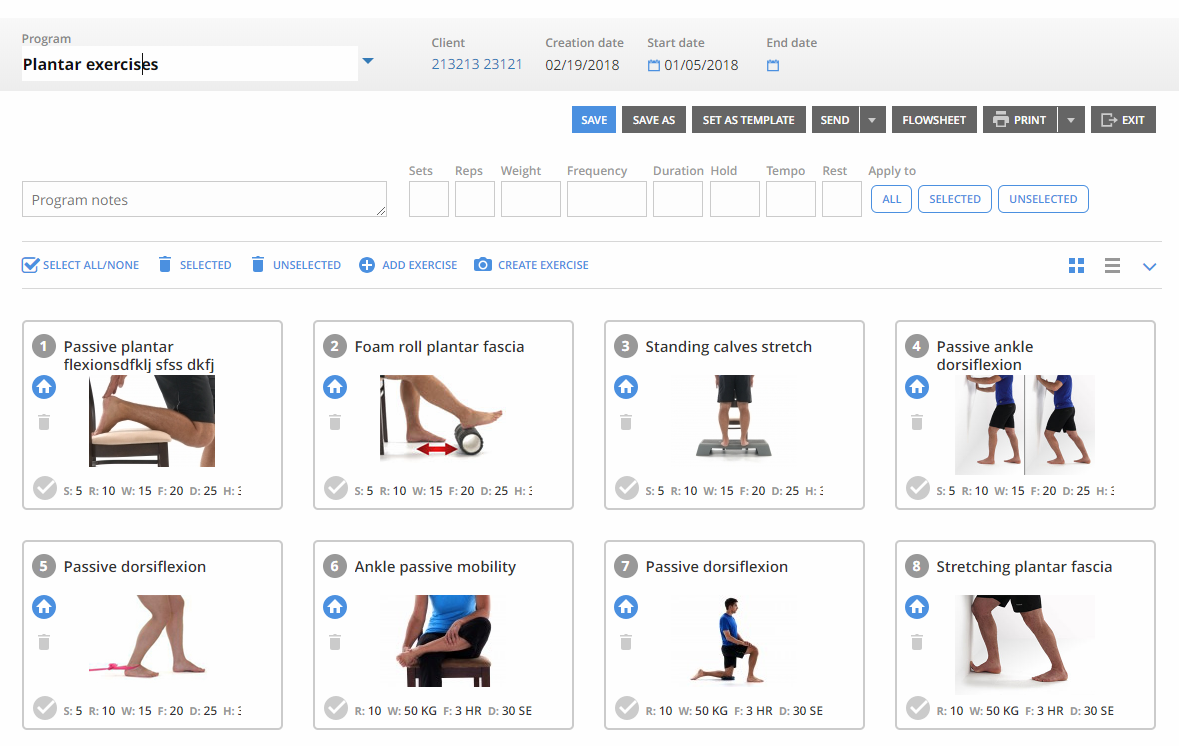 Home Excercise Program software we've developed for our client