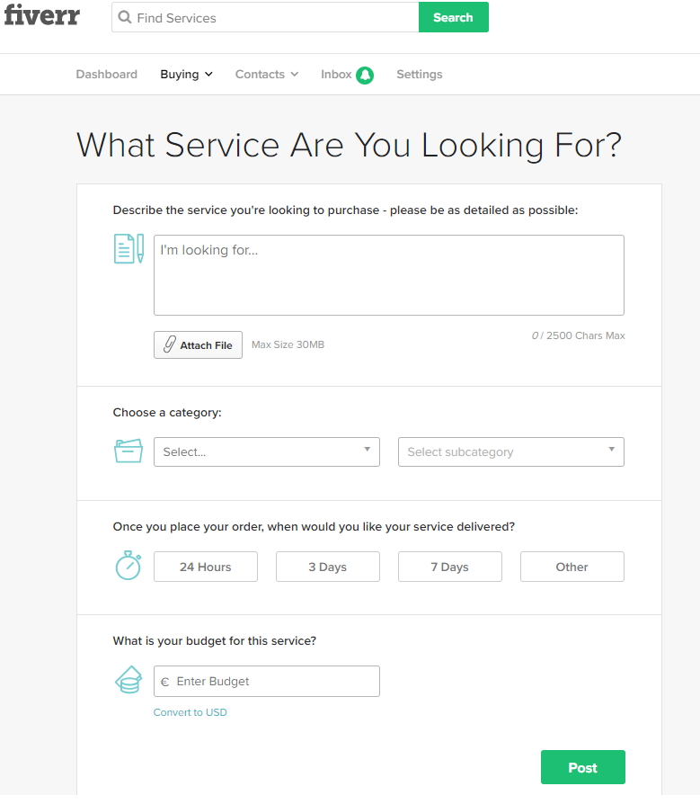 Fiverr- Job Posting