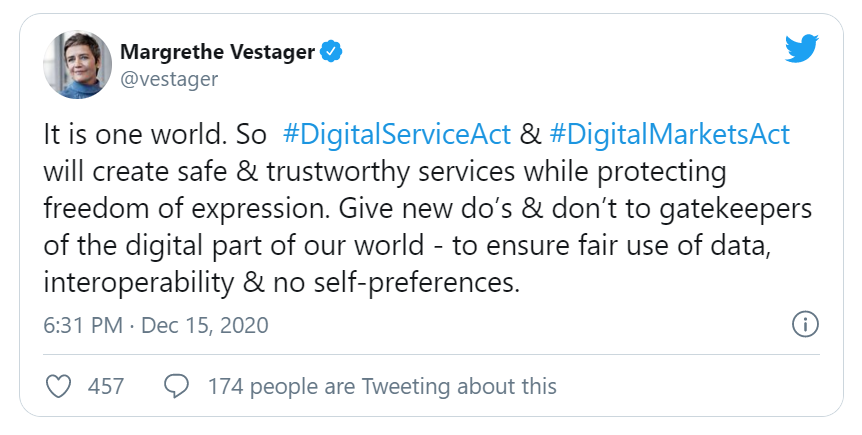 Margrethe Vestager  tweet