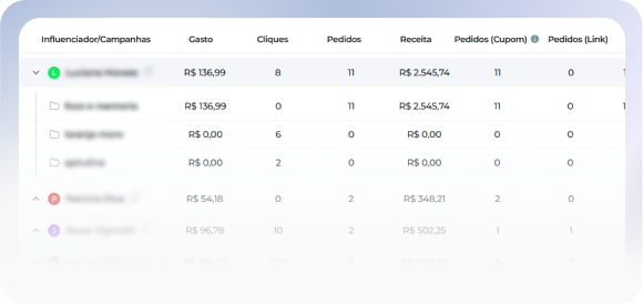 Drill-down por campanha