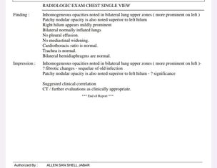 ABPA/ Chest Spots/ Old TB Scares