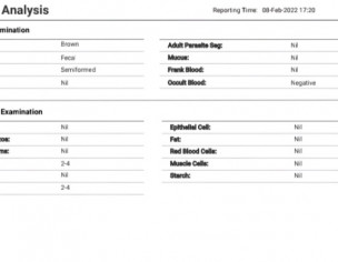 Stool Test Report Analysis