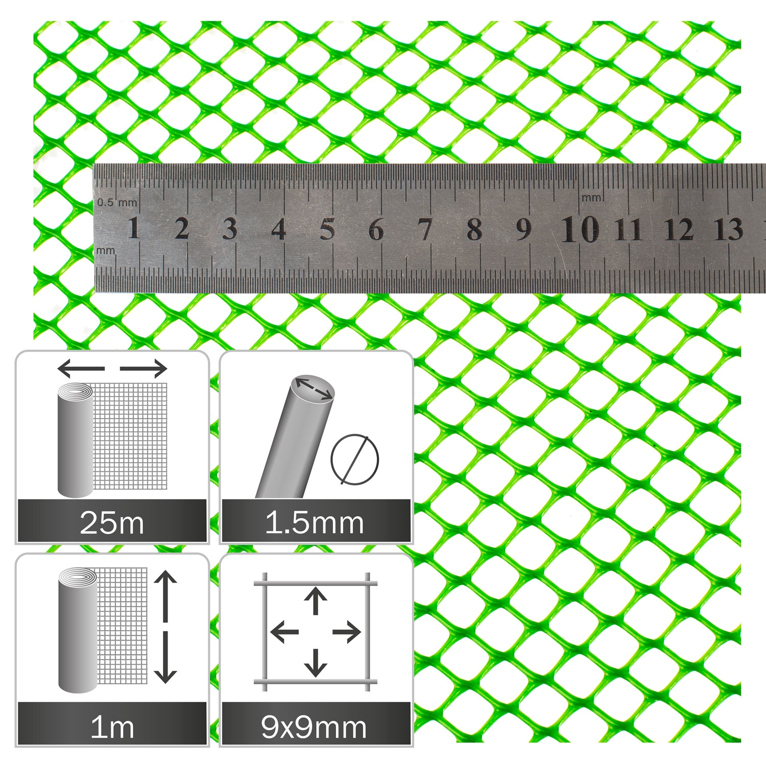 gaas 9x9mm zesk. groen rol 25x1m Opfokmaterialen | Pluimvee OLBA Holland