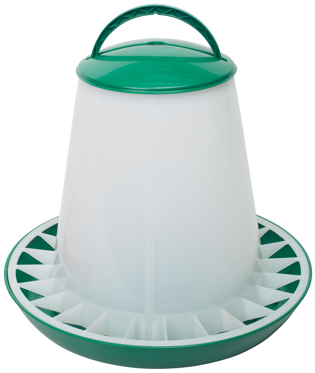 Poultry hopper feeder 1kg/2.2 lbs with lid, PP, green / white