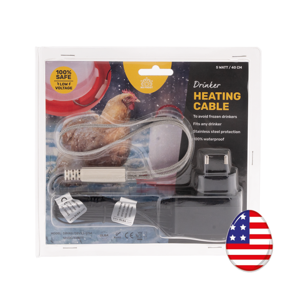 Cable calentador para bebedero 12V DC / 5W, USA modelo