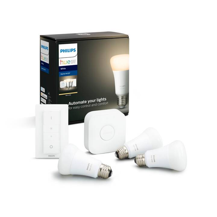 PHILIPS HUE Ampoule LED White Starter Kit (E27, Bluetooth, ZigBee, 9 W